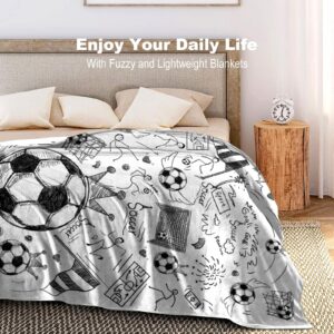 RUVNSR Soccer Blanket Sport Fans Cozy Soccer Blankets and Throws Unique Funny Plush Football Theme Decor Bedding for Lovers Kids Boys Girls Women Men Gifts Living Room Bedroom 60"X50"