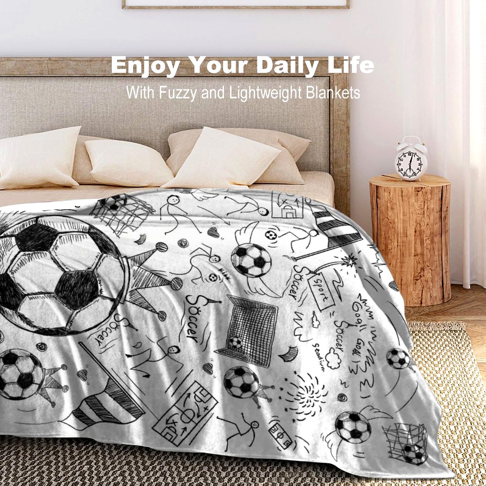 RUVNSR Soccer Blanket Sport Fans Cozy Soccer Blankets and Throws Unique Funny Plush Football Theme Decor Bedding for Lovers Kids Boys Girls Women Men Gifts Living Room Bedroom 60"X50"