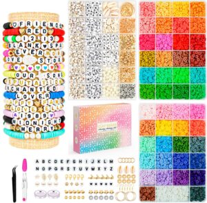 friendship bracelet kit concert bracelets merch, 14000pcs 48 colors clay beads bracelet making kit with number letter beads album inspired bracelets gift for girls kids teen crafts jewelry making