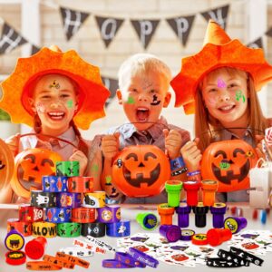 MGparty 288 Pack Halloween Party Favors Bulk Toys for Kids - Tattoos Stamps Slap Bracelets Rubber Bracelets Halloween Pinata Stuffers Trick-or-Treat Goodie Bag Fillers Classroom Game Prizes