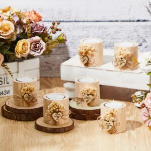 12 Pcs Rustic Wedding Favor Candle Holders Bridal Shower Favors Candles Wedding Party Favors Wedding Wooden Candle Gifts Wedding Souvenirs for Guest Romantic Gifts Wedding Decorations (Light Brown)