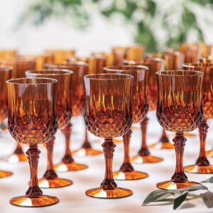 fun express bulk 48 count amber patterned wine glasses, plastic, great for thanksgiving, bridal and wedding showers and other fall or boho themed events