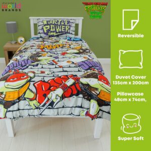 Teenage Mutant Ninja Turtles Power Single Rotary Duvet Cover Set - Bedding Duvet Cover with Pillow Case - Reversible Duvet Cover Set for Kids - Comfortable & Breathable - Cute Design