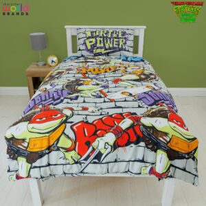 Teenage Mutant Ninja Turtles Power Single Rotary Duvet Cover Set - Bedding Duvet Cover with Pillow Case - Reversible Duvet Cover Set for Kids - Comfortable & Breathable - Cute Design