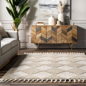 nuLOOM Marissa Trellis 8x10 Area Rug for Living Room Bedroom Dining Room Kitchen, Beige/Ivory