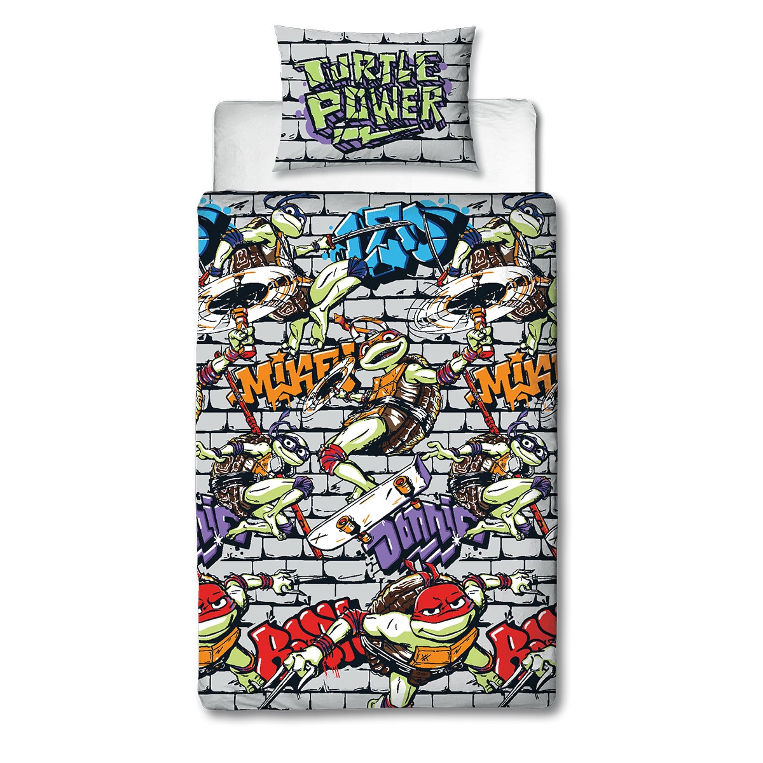 Teenage Mutant Ninja Turtles Power Single Rotary Duvet Cover Set - Bedding Duvet Cover with Pillow Case - Reversible Duvet Cover Set for Kids - Comfortable & Breathable - Cute Design