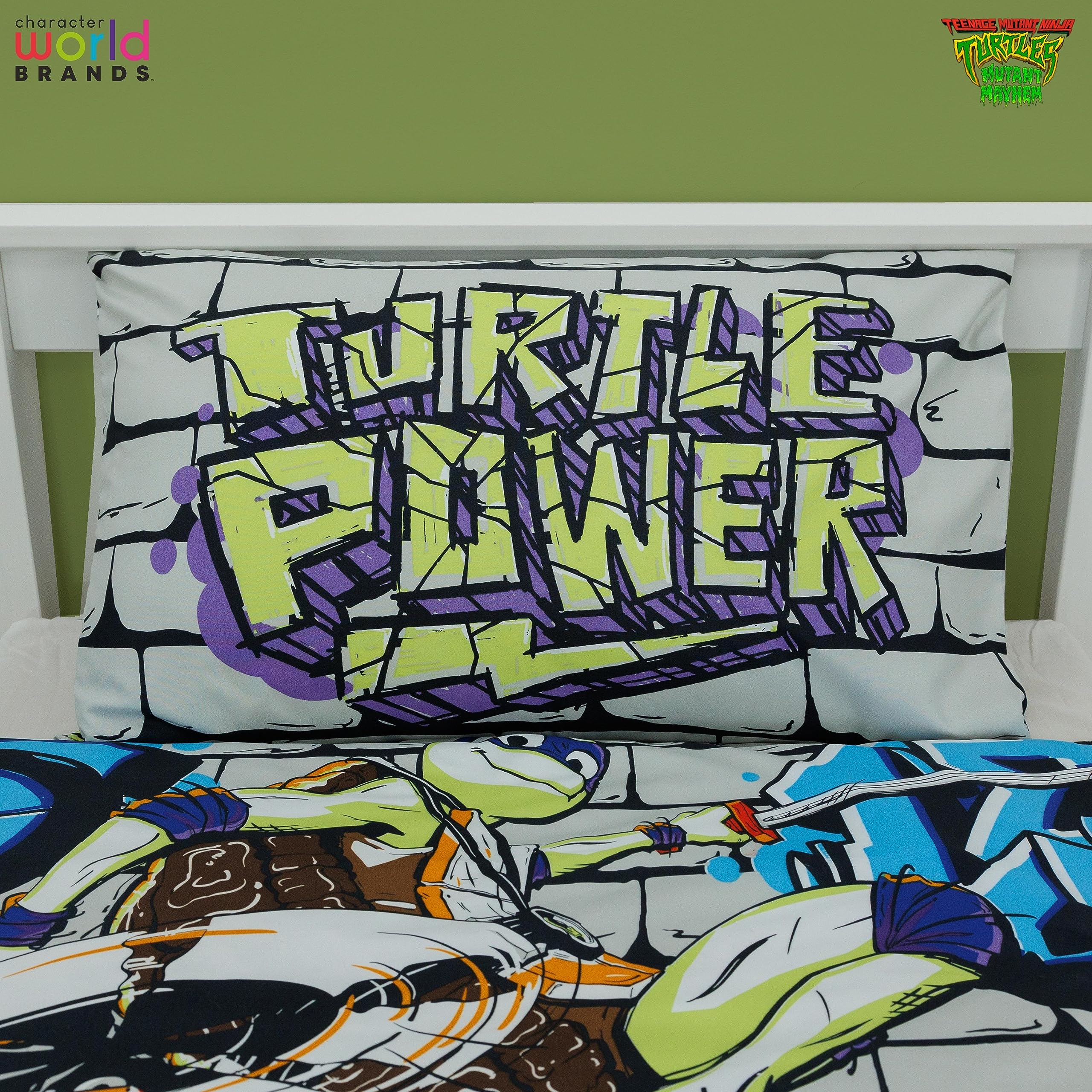 Teenage Mutant Ninja Turtles Power Single Rotary Duvet Cover Set - Bedding Duvet Cover with Pillow Case - Reversible Duvet Cover Set for Kids - Comfortable & Breathable - Cute Design