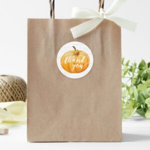 Orange Little Pumpkin Baby Shower Fall Thank You Stickers, Envelope Seals, Favor Bag Labels - 40 Count