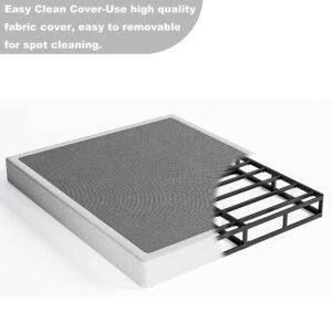 Daqutic Box Spring Queen，5 Inch Metal Box-Spring Only, Mattress Foundation, Heavy Duty Structure with Fabric Cover Metal Frame, Noise Free, Non-Slip, Easy Assembly