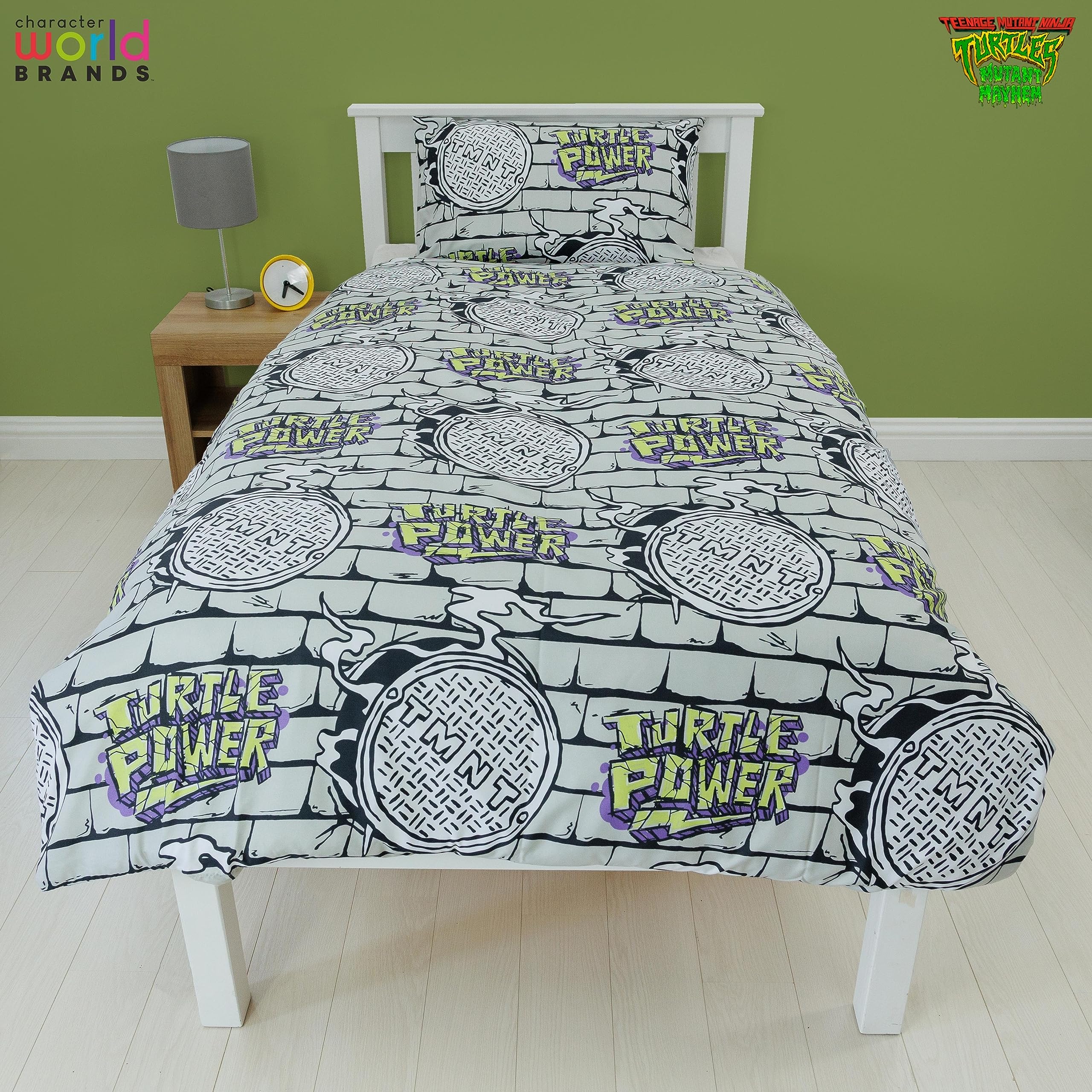 Teenage Mutant Ninja Turtles Power Single Rotary Duvet Cover Set - Bedding Duvet Cover with Pillow Case - Reversible Duvet Cover Set for Kids - Comfortable & Breathable - Cute Design