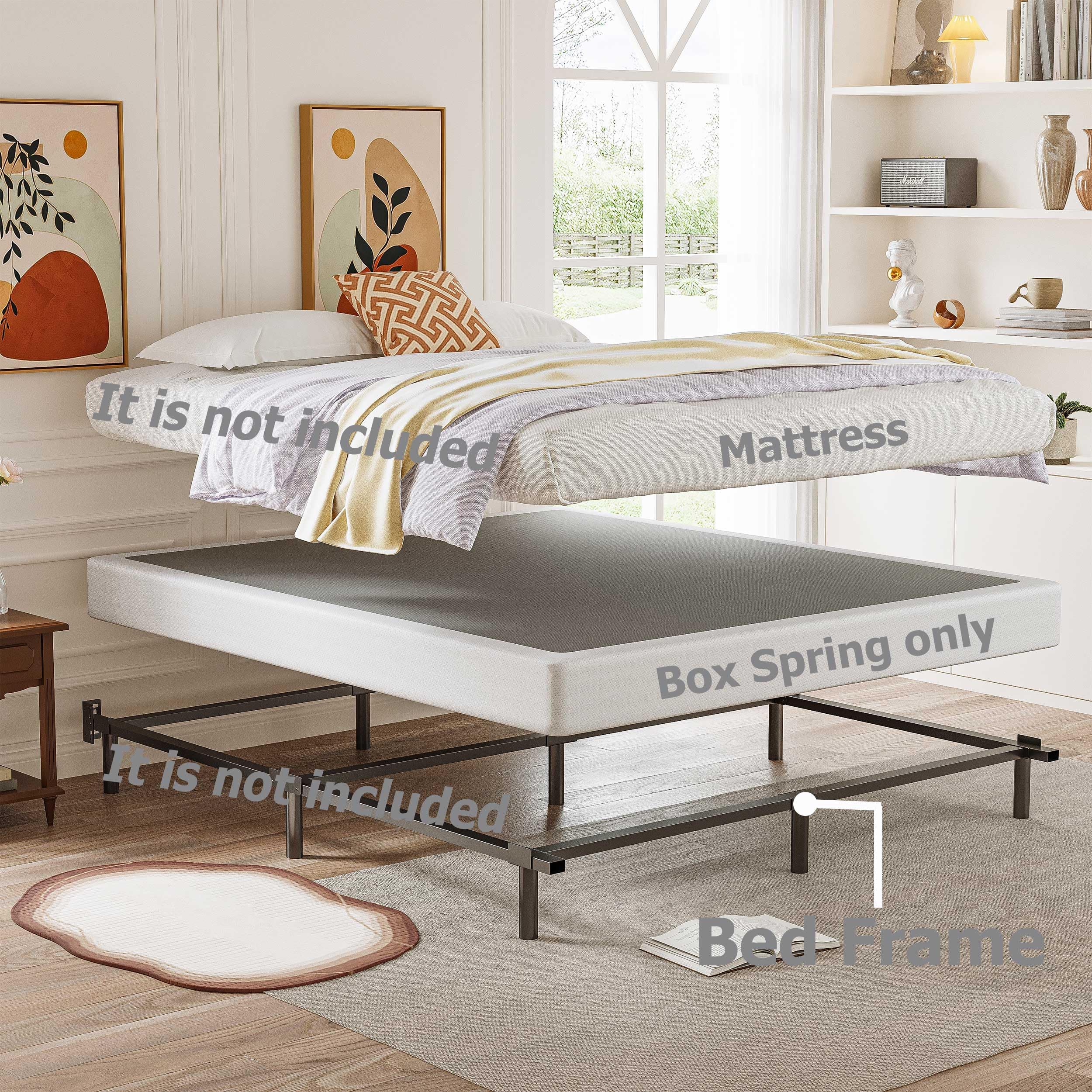 Daqutic Box Spring Queen，5 Inch Metal Box-Spring Only, Mattress Foundation, Heavy Duty Structure with Fabric Cover Metal Frame, Noise Free, Non-Slip, Easy Assembly