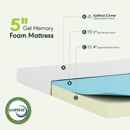 Furinno Tidur Cooling Gel Memory Foam Mattress, 5 Inch, King