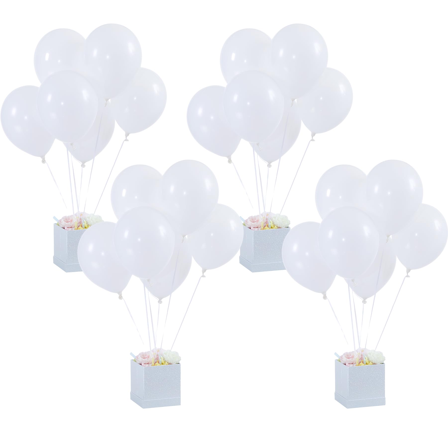 4 Set White Hot Air Balloons Table Centerpieces Decorations for Baby Shower Birthday Party Wedding Bridal Shower Table Decorations(Without Flowers)