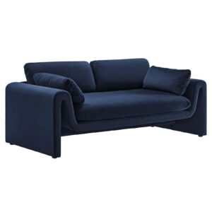 modway eei-6382-mid waverly performance velvet sofa, midnight blue