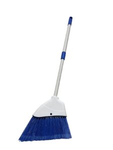 small broom - indoor or outdoor portable broom with adjustable handle, cleaning little helper for housekeeping, office, working desk, and pet nest(white&blue)