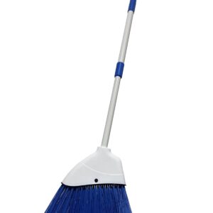 Small Broom - Indoor or Outdoor Portable Broom with Adjustable Handle, Cleaning Little Helper for Housekeeping, Office, Working Desk, and Pet Nest(White&Blue)