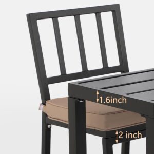 ONLYCTR Outdoor Bar Chairs and Table, Metal Outdoor Bar Set, 7 Piece Patio Bar Table Set with Bar Stools & Cushions for Backyard, Porch, Bistro, Balcony (Black, 63" Table, 6 Vertical Back stools)