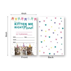 LoaHak Kitten Me Right Meow Birthday Party Invitations Card, Kitty Cat Party, Kitty Cat Birthday Invitation. (093)