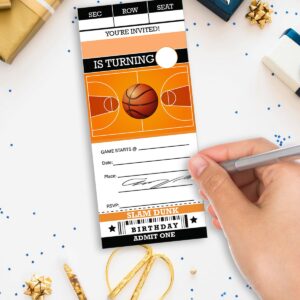 LyoGao Basketball Party Ticket Invitations Basketball Sport Theme Birthday Party Ticket Style Invitations Fill in Invites Card With Envelopes 20 Pack