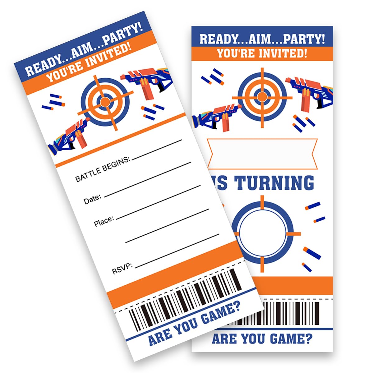 LyoGao 20 Pack Nerf Ticket Birthday Party Invitations With Envelopes Nerf Gun Battle Theme Birthday Party Ticket Style Invitations Fill in Invites Card