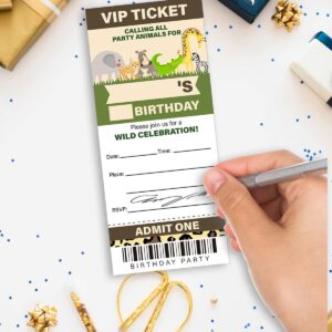 LyoGao 20 Pack Safari Birthday Party Ticket Invitations With Envelopes Calling All Party Animals Zoo Safari Theme Ticket Invitations Fill in Invites Card