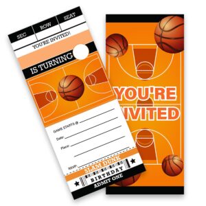 lyogao basketball party ticket invitations basketball sport theme birthday party ticket style invitations fill in invites card with envelopes 20 pack