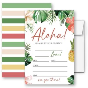 loahak hawaiian aloha luau birthday decorations, aloha party celebration, hawaiian aloha luau birthday invitation. (082)