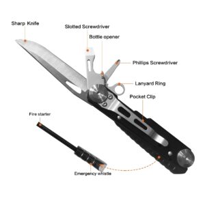 Multi Tool Pocket Knife for Men, Tactical Folding Knife, Survival Camping Knife with Fire Starter,Whistle,Screwdriver,Bottle Opener, Gifts for Men, Outdoor, Camping,Survival,Emergency,Fishing,Hiking