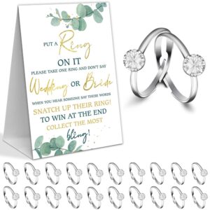 eucalyptus bridal shower theme decorations,put a ring on it game,don't say bride games,bridal shower games,wedding shower,engagement party games(1 sign and 50 plastic diamond rings)-1