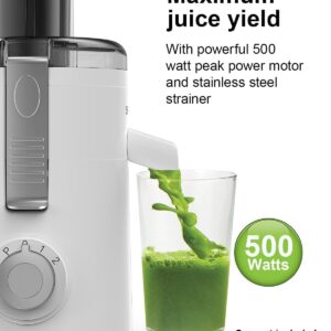 Juicer Machines, SiFENE Compact Centrifugal Juicer Extractor, Juice Maker for Vegetable and Fruit with 3-Speed Setting, Non-BPA, Easy to Clean (White)