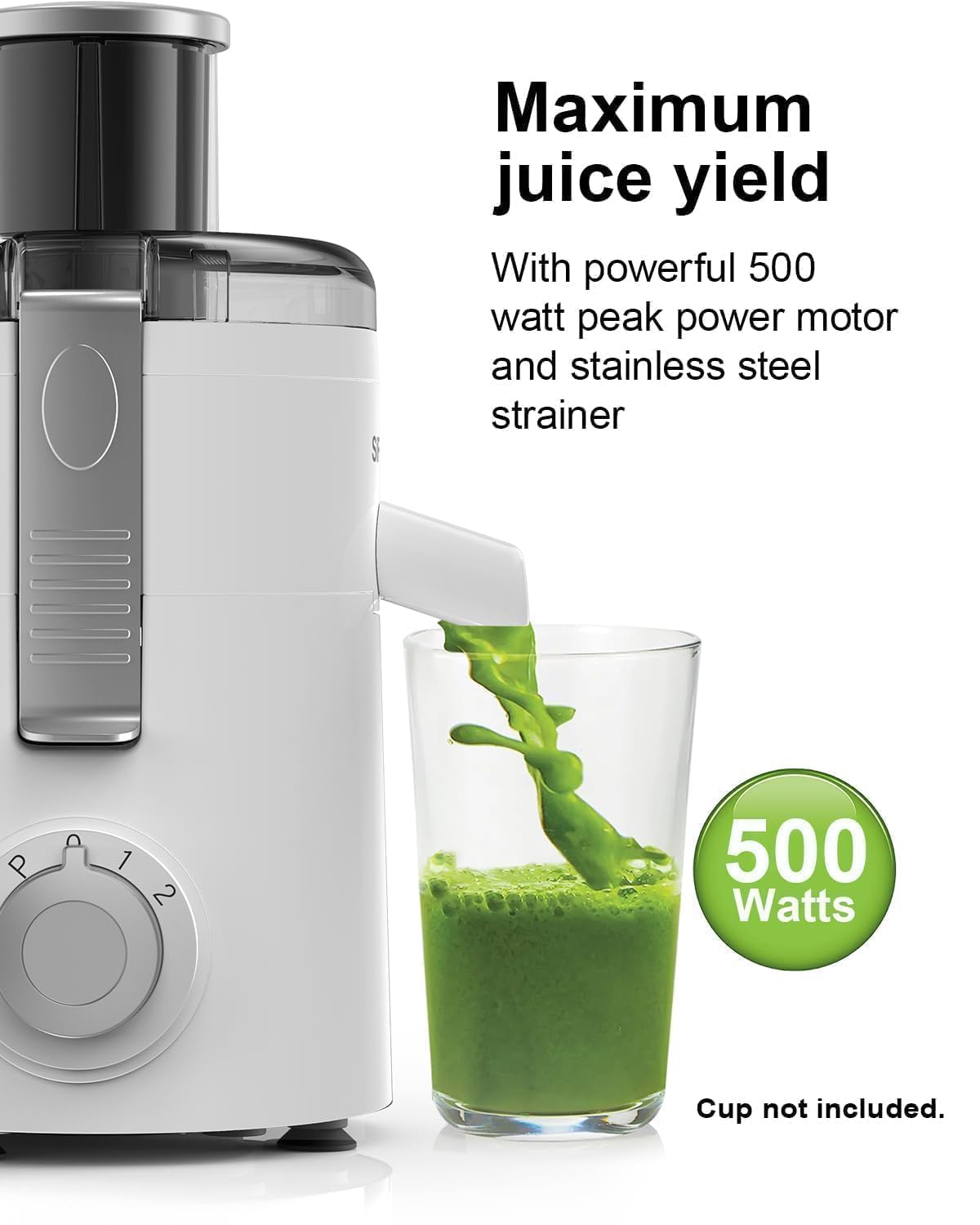 Juicer Machines, SiFENE Compact Centrifugal Juicer Extractor, Juice Maker for Vegetable and Fruit with 3-Speed Setting, Non-BPA, Easy to Clean (White)