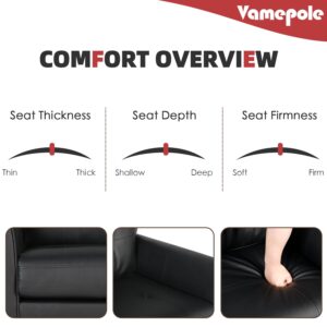 VAMEPOLE Sofa Couch, 60" Loveseat Sofa for Living Room, Mid Century Mini Black Couch, Tufted Leather Love Seat Furniture, Comfy Office Sofa 2 Seat, Small Couches for Small Spaces, Bedroom, Apartment