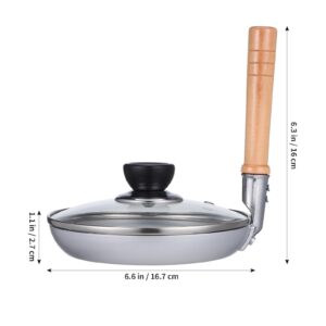 OATIPHO Oyakodon Pan, Japanese Parent-Child Pot 6.7 inches/17 cm Donburi Pan with Lid Creative Vertical Handle Frying Pan Japanese Cuisine Pan Egg Pan for Gas (Uncoated)