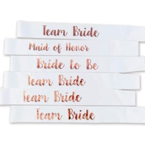 6 pack bachelorette sashes for bride and bridesmaid, white maid of honor team bride sashes for bridal shower or bachelor party decorations