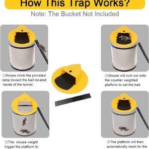 Mangucci 2 Set Bucket Mouse Trap | Indoor/Outdoor Mouse Trap Bucket Flip Lid, Reusable Mouse Traps Auto Reset Lid, Compatible with 5 Gallon Bucket Rat Trap Multi Catch