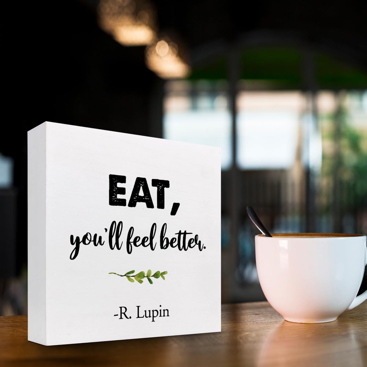 z-crange Eat You'll Feel Better Wood Block Sign Desk Decor,Rustic Inspirational Wooden Box Plaque Sign Desk Decor for Home Kitchen Dining Room Restaurant Cafe Shelf Table Decor Decorations