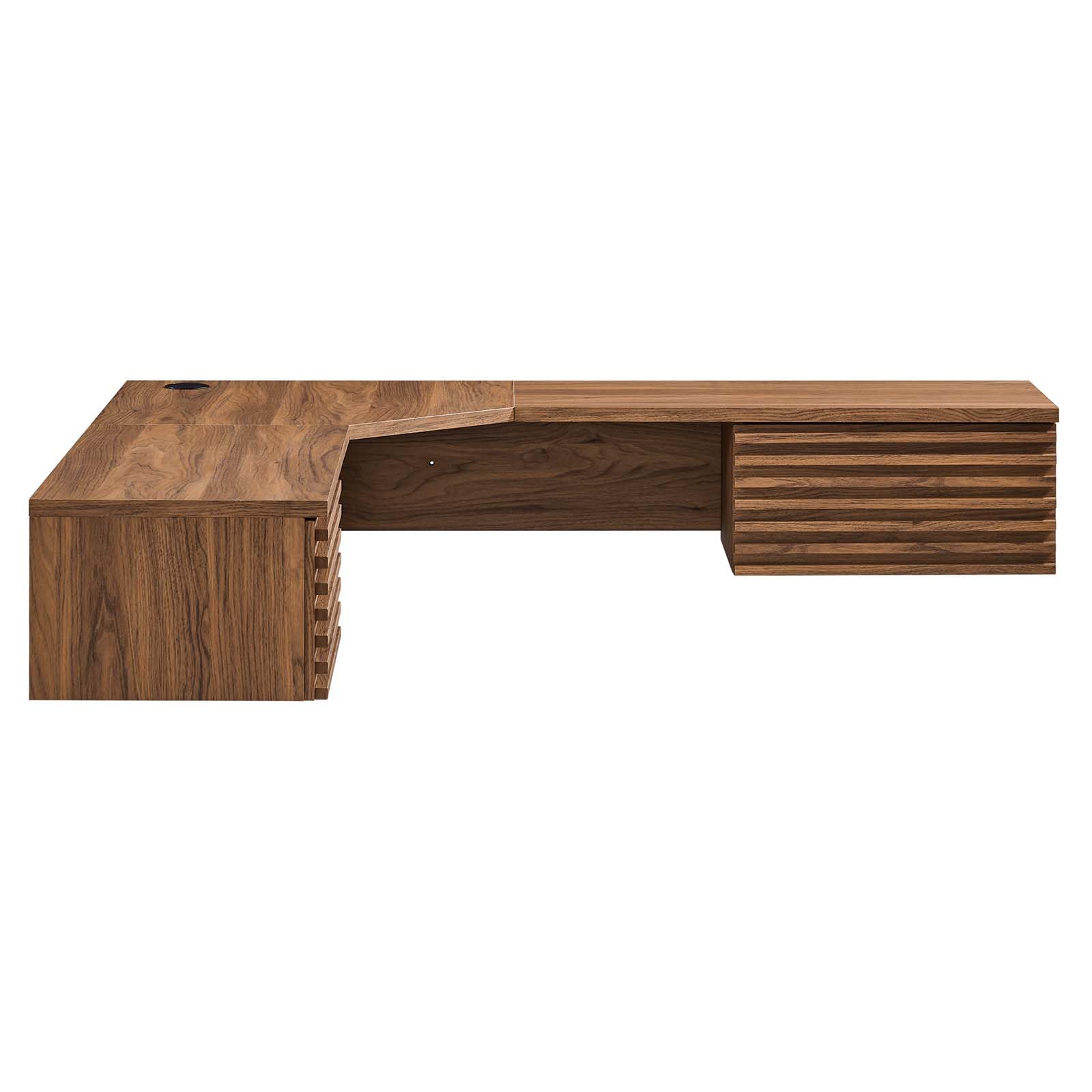 Modway EEI-6181-WAL Render Wall Mount Corner Office Desk, Walnut