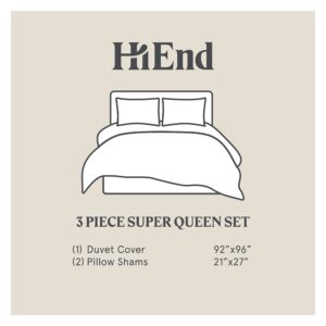 HiEnd Accents Chenille Herringbone 3 Piece Super Queen Duvet Set, Light Tan, Timeless Classic Modern Rustic Woven Tweed Luxury Bedding Set, 1 Duvet Cover and 2 Pillowcases