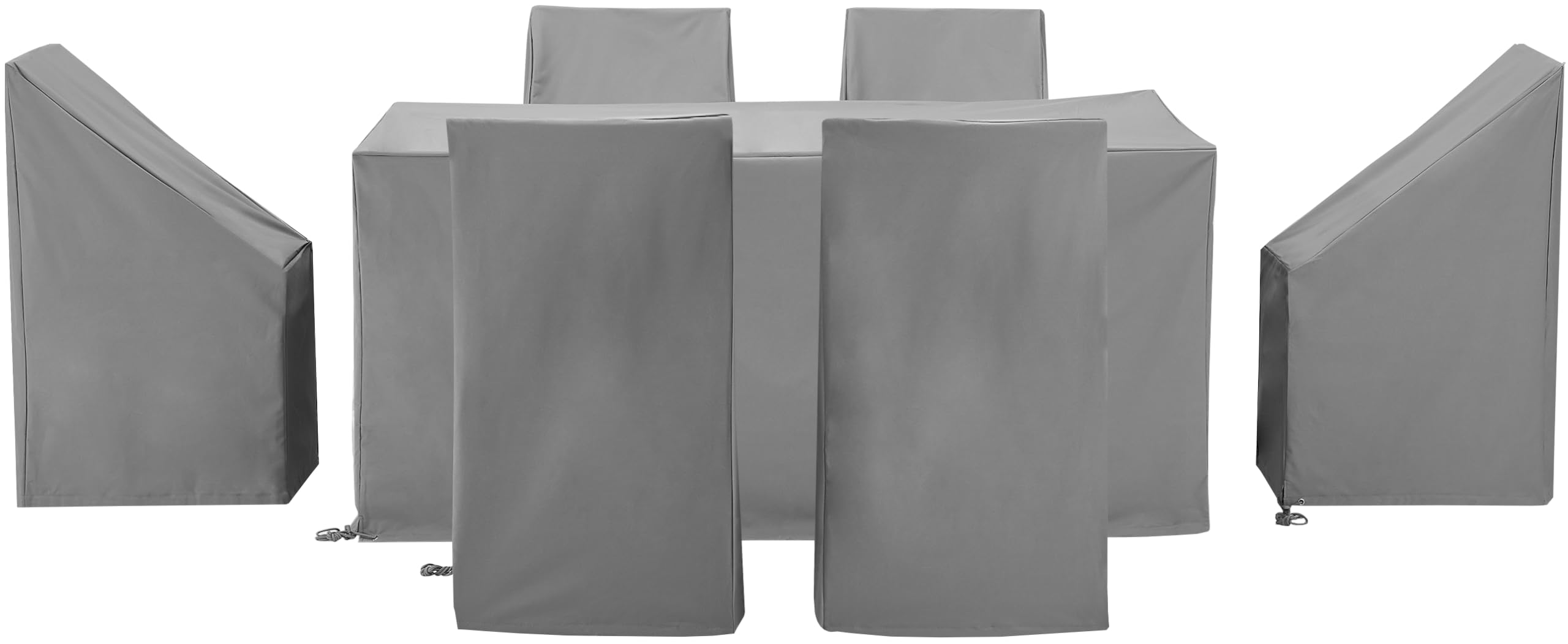 Crosley Furniture Patio Furniture Covers, Waterproof 7-Piece Cover Set for Dining, Outdoor Table and Chairs, Gray