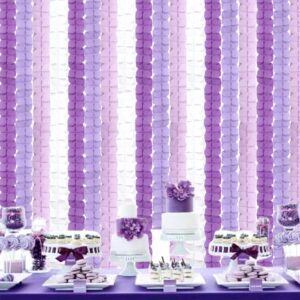 Purple White Lavender Party-Decorations Streamers-Garland - 12pcs Women Girl Birthday Supplies 4-Leaf Clover Paper Banners,Baby Bridal Shower Wedding Engagement Bachelorette Graduation Decor Ouruola