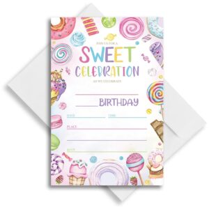 LoaHak Candyland Birthday Party Invitations Card For Kids, Sweet Candy Party, Candyland Birthday Invitation. (079)