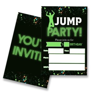 eudosi jump party birthday party invitations supplies fill-in set of 20 with envelopes trampoline birthday bash invites cards, double sided