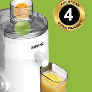 Juicer Machines, SiFENE Compact Centrifugal Juicer Extractor, Juice Maker for Vegetable and Fruit with 3-Speed Setting, Non-BPA, Easy to Clean (White)