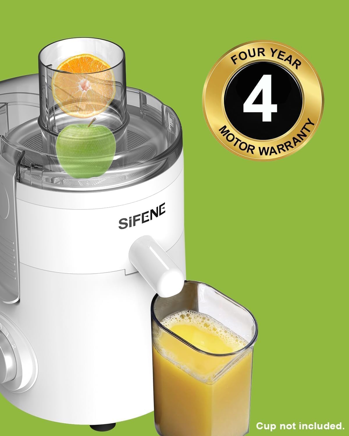 Juicer Machines, SiFENE Compact Centrifugal Juicer Extractor, Juice Maker for Vegetable and Fruit with 3-Speed Setting, Non-BPA, Easy to Clean (White)