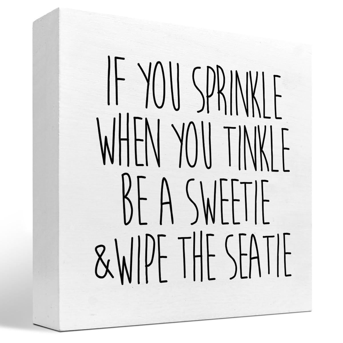 z-crange Be a Sweetie and Wipe the Seatie Funny Bathroom Wood Block Sign Desk Decor,Rustic Wooden Box Plaque Sign Desk Decor for Home Office Restroom Toilet Shelf Table Decorations