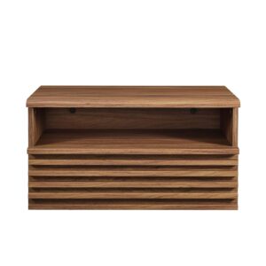 Modway Render Mid-Century Modern, Wall-Mount Nightstand, Walnut