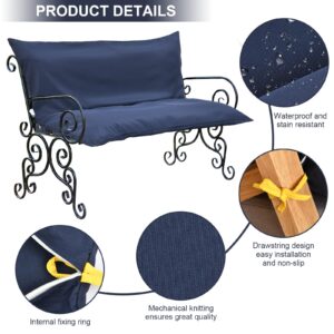 Three Seat Swing Replacement Cushions Only Cover, Anti-Slip Tie Rope Design Bench Cushions Cover for Outdoor Furniture, Zipper Easy to Change Porch Swing Cushions Cover (60"W x 40"D x 4"T, Dark green)