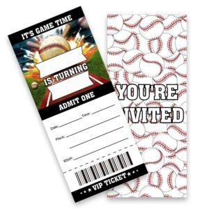 lyogao 20 pack baseball ticket birthday party invitations with envelopes baseball sports birthday party ticket style invitations fill in invites cards