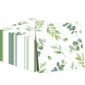 100pcs eucalyptus napkins greenery disposable decorative guest papers for wedding green foliage eucalyptus leaf theme luncheons dinners supplies for bridal shower birthday party decoration