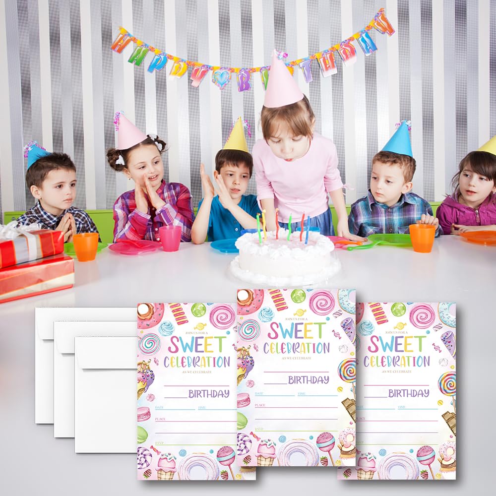 LoaHak Candyland Birthday Party Invitations Card For Kids, Sweet Candy Party, Candyland Birthday Invitation. (079)